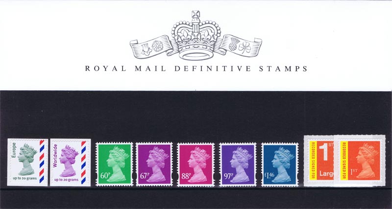 2010 GB - PP D86 - Machin Low Values (60p - £1.46 + E+ W+ Rec)